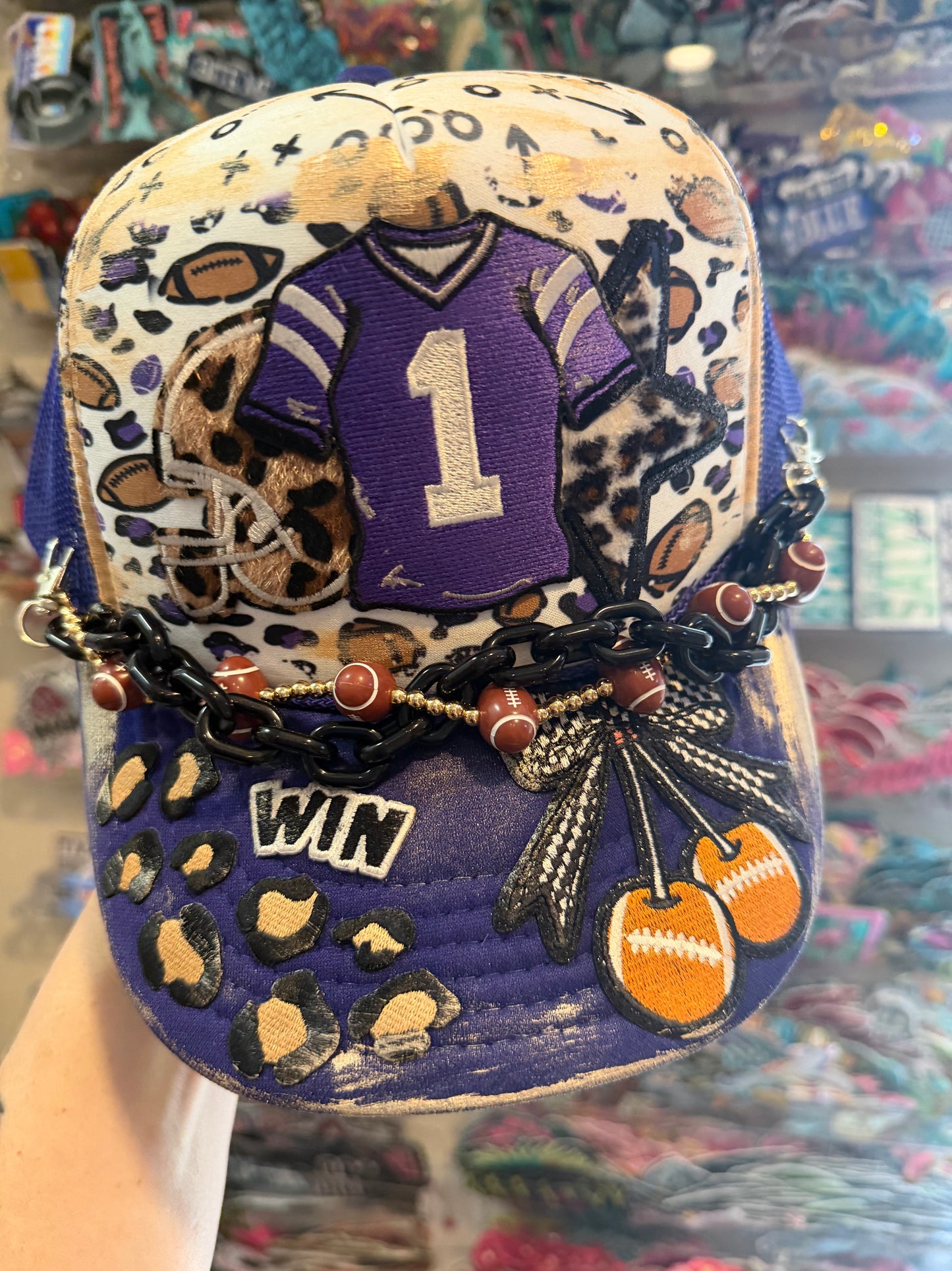 Blu Coconut purple football trucker hat