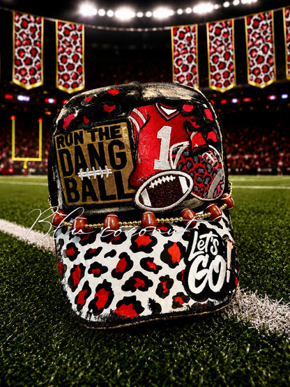 Blu Coconut black with red football Trucker hat