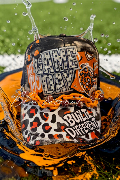 Blu Coconut black and orange football Trucker hat