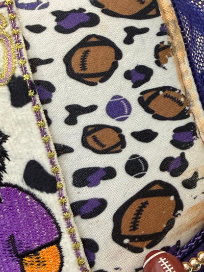 Purple tigers football trucker hat