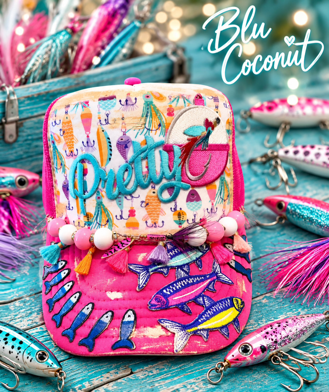 Blu Coconut pretty fly Trucker hat