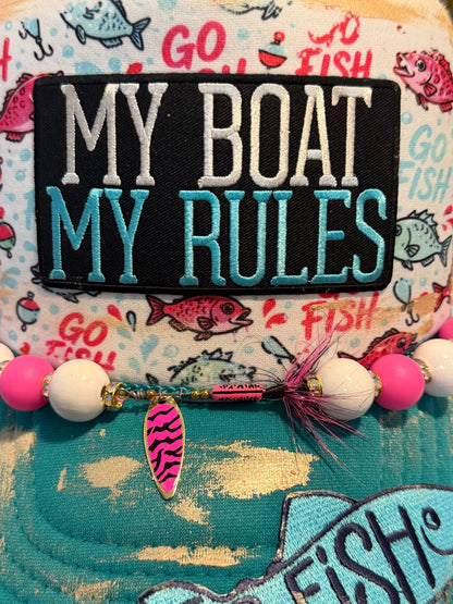 Blu Coconut 🌊 My Boat My Rules  – GO FISH trucker hat 🎣