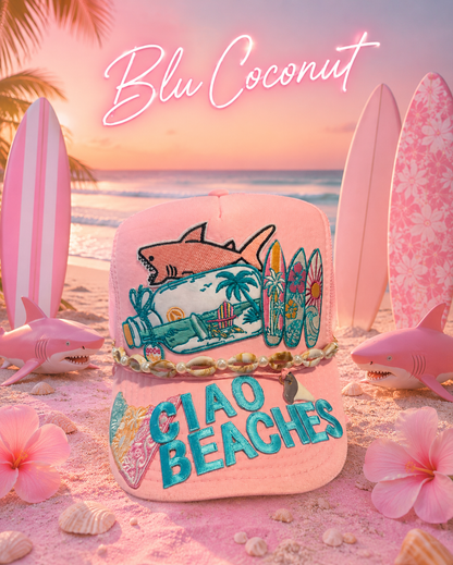 Blu Coconut Ciao Beaches Trucker Hat! 🌊🦈
