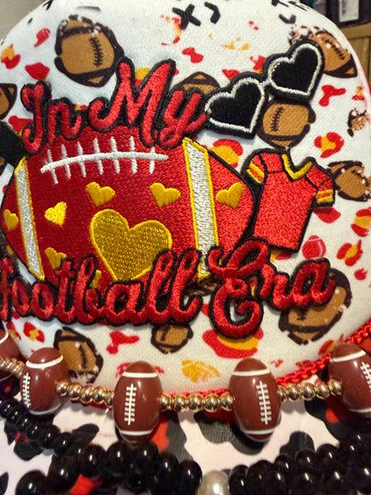 Blu coconut football era red and white trucker hat