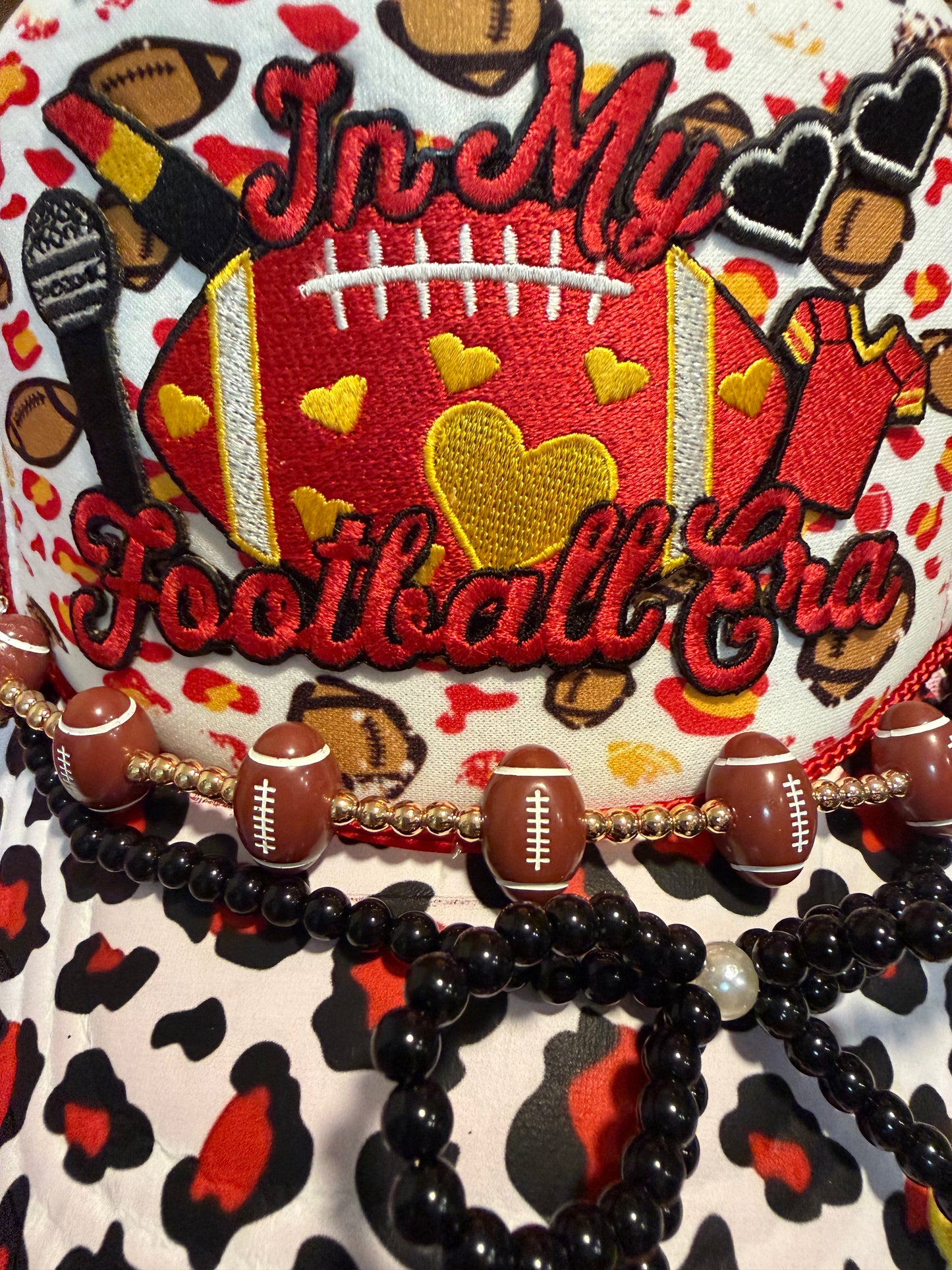 Blu coconut football era red and white trucker hat