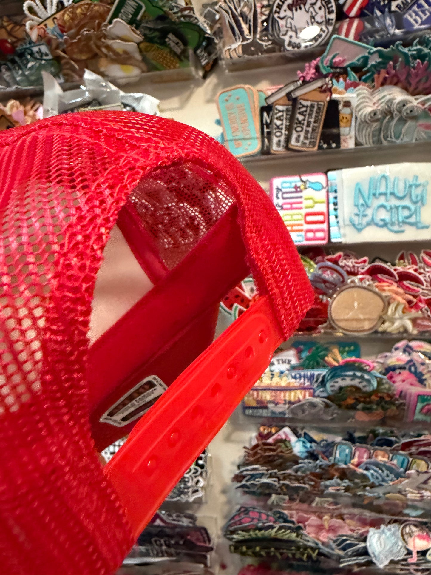 Blu coconut football era red and white trucker hat