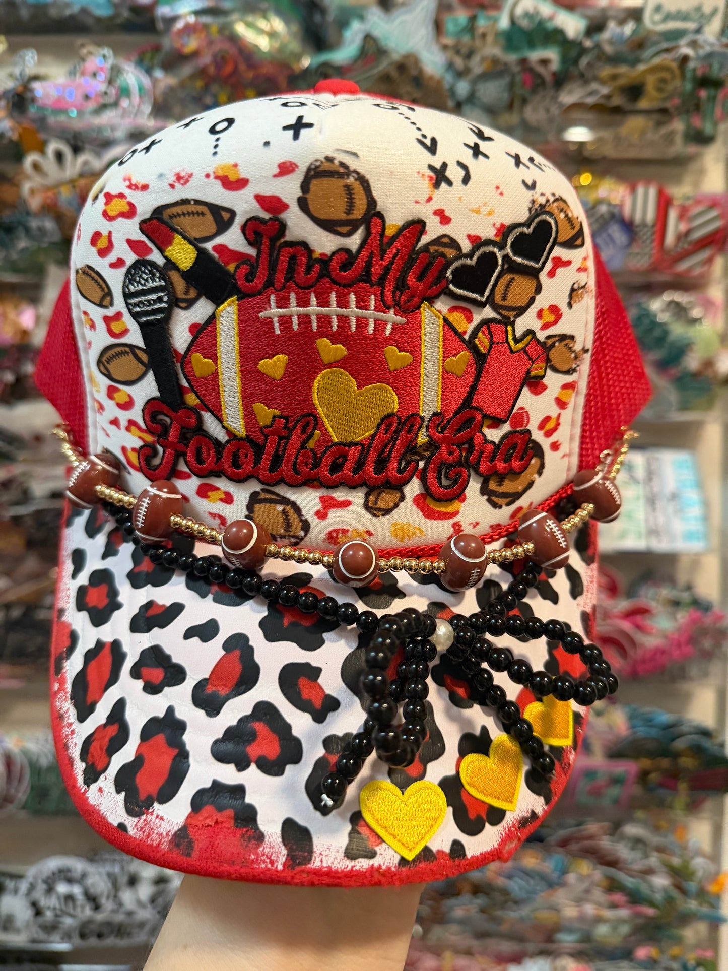 Blu coconut football era red and white trucker hat