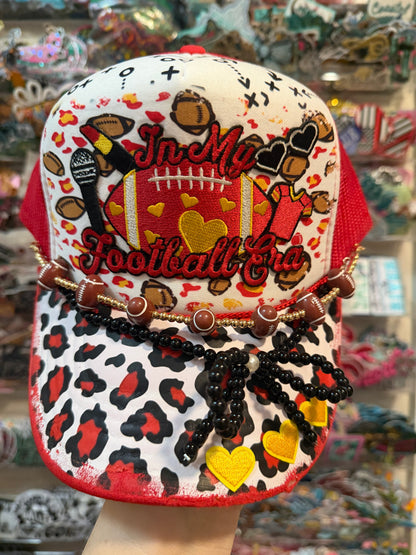 Blu coconut football era red and white trucker hat