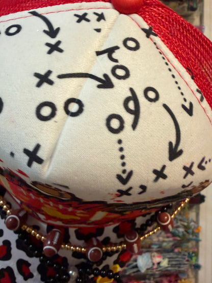 Blu coconut football era red and white trucker hat