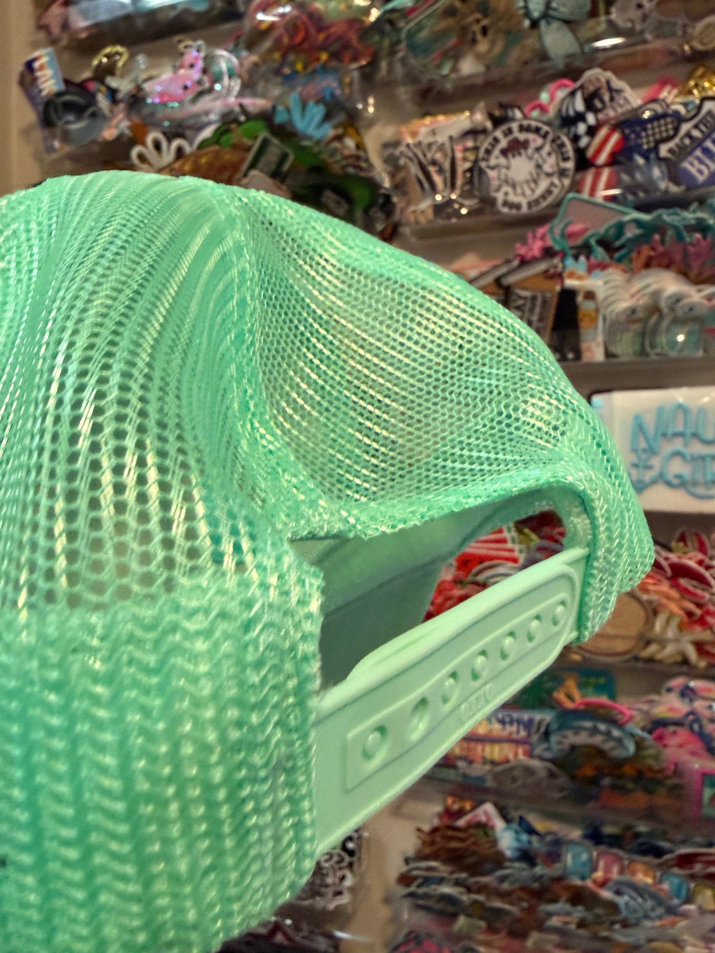 Blu Coconut Seafoam Beach Hippie Trucker Hat 🌴☮️