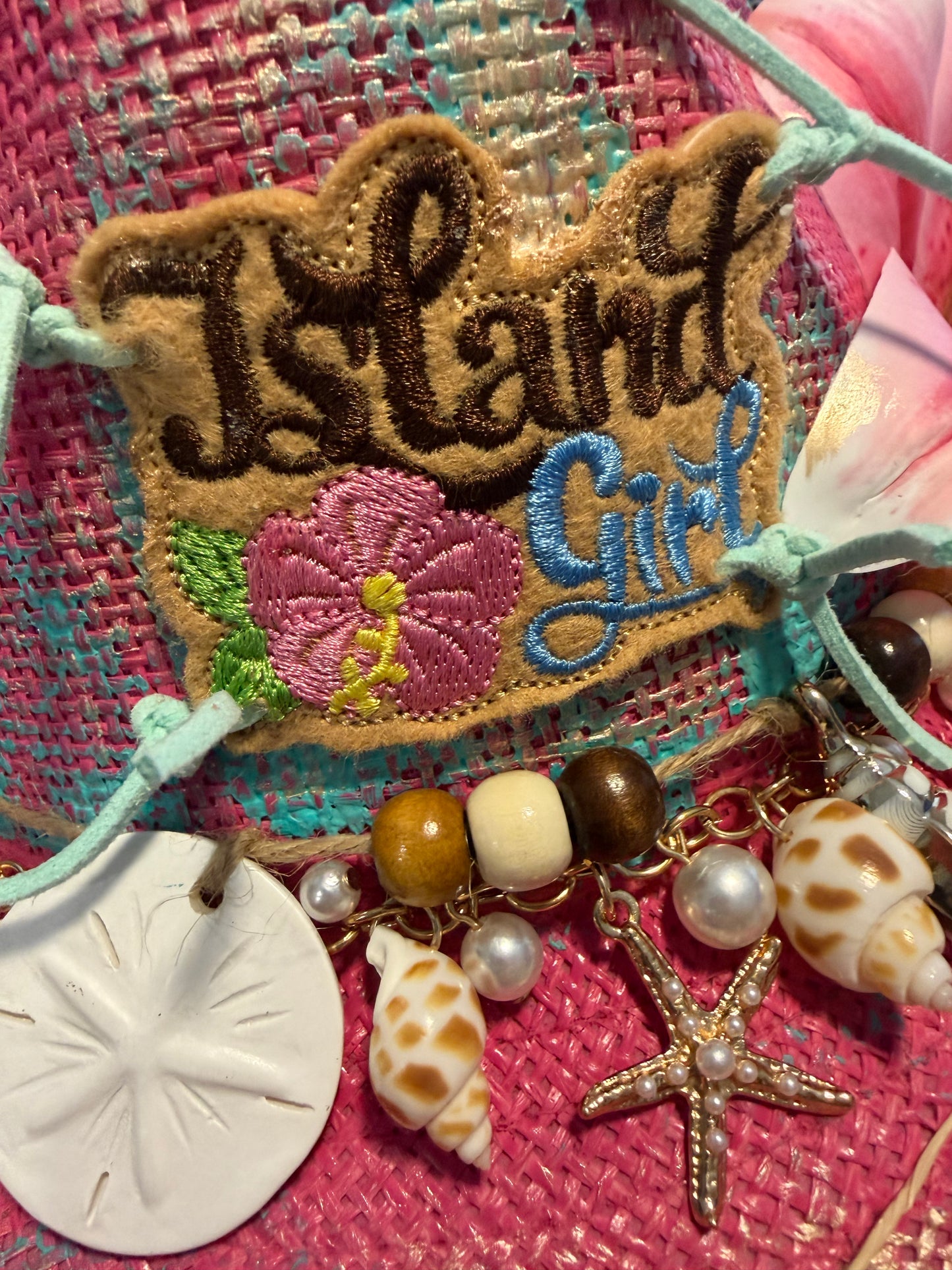Blu coconut Island Girl Tricolor Painted Straw Fedora 🌺🌊