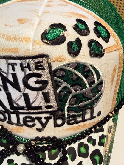 Blu coconut green leopard volleyball Trucker hat 💚🏐