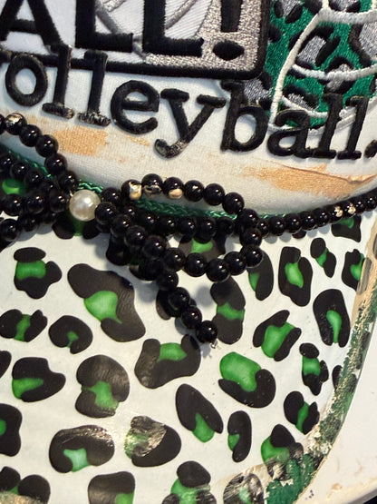 Blu coconut green leopard volleyball Trucker hat 💚🏐