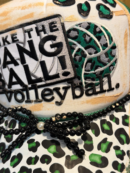 Blu coconut green leopard volleyball Trucker hat 💚🏐