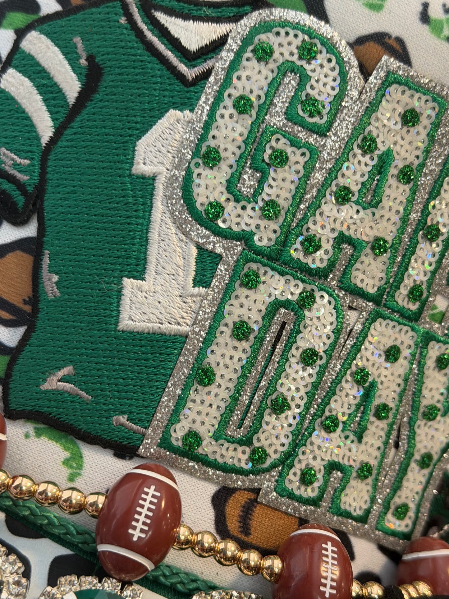 Blu Coconut green game day football Trucker hat