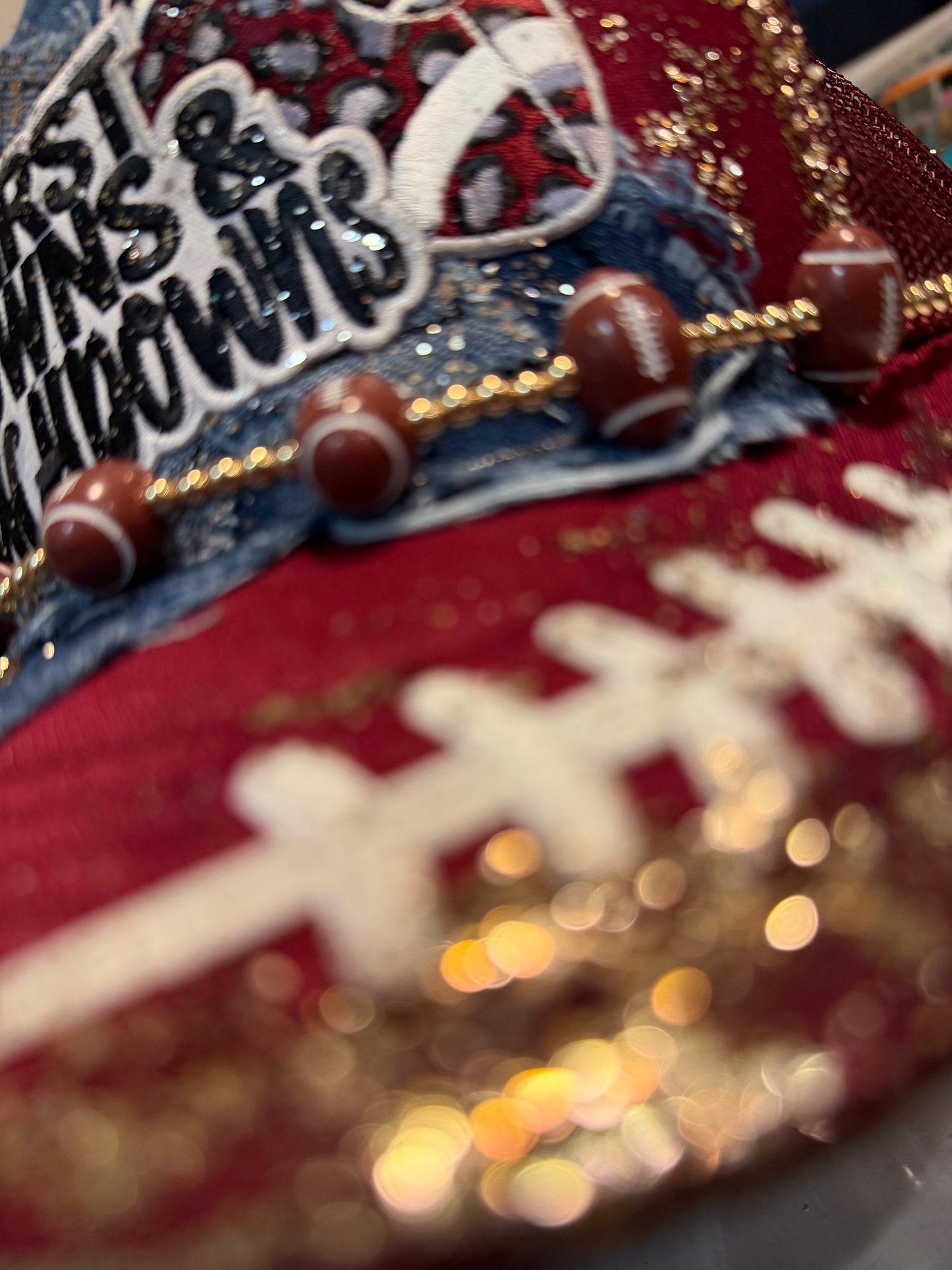 Blu Coconut first downs and touchdowns burgundy football Trucker hat 🏈