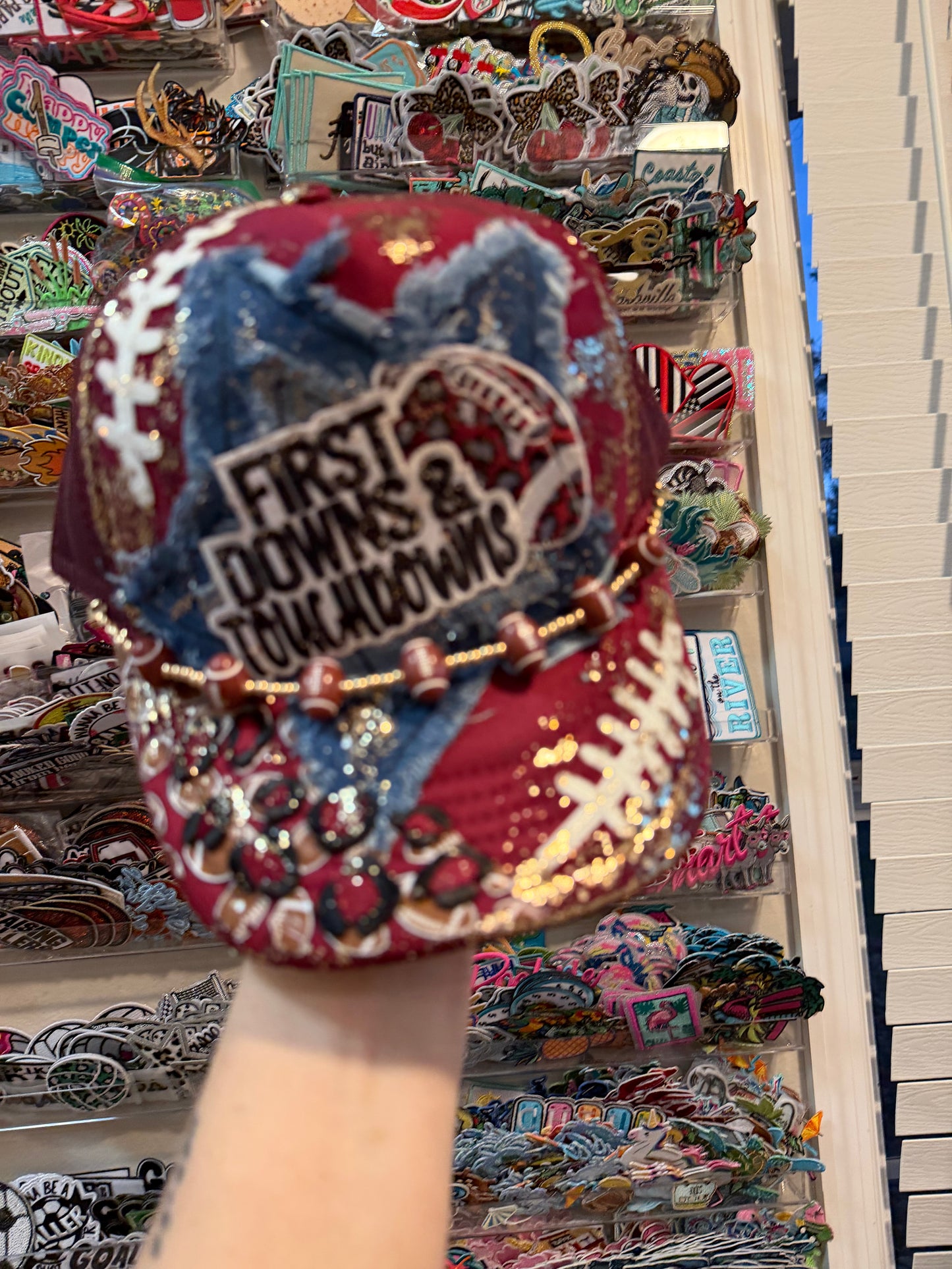 Blu Coconut first downs and touchdowns burgundy football Trucker hat 🏈