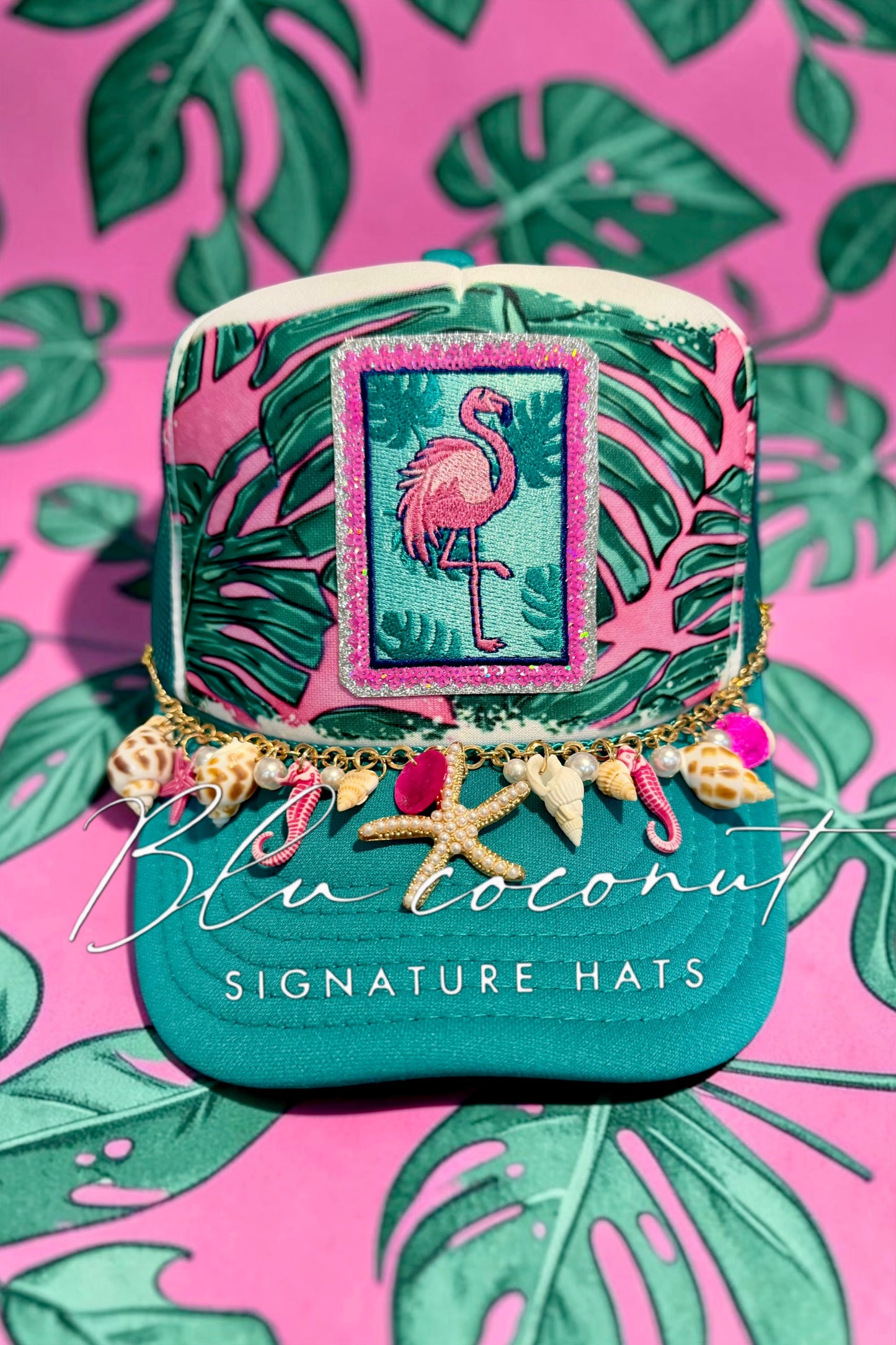 Blu coconut Flamingo Trucker