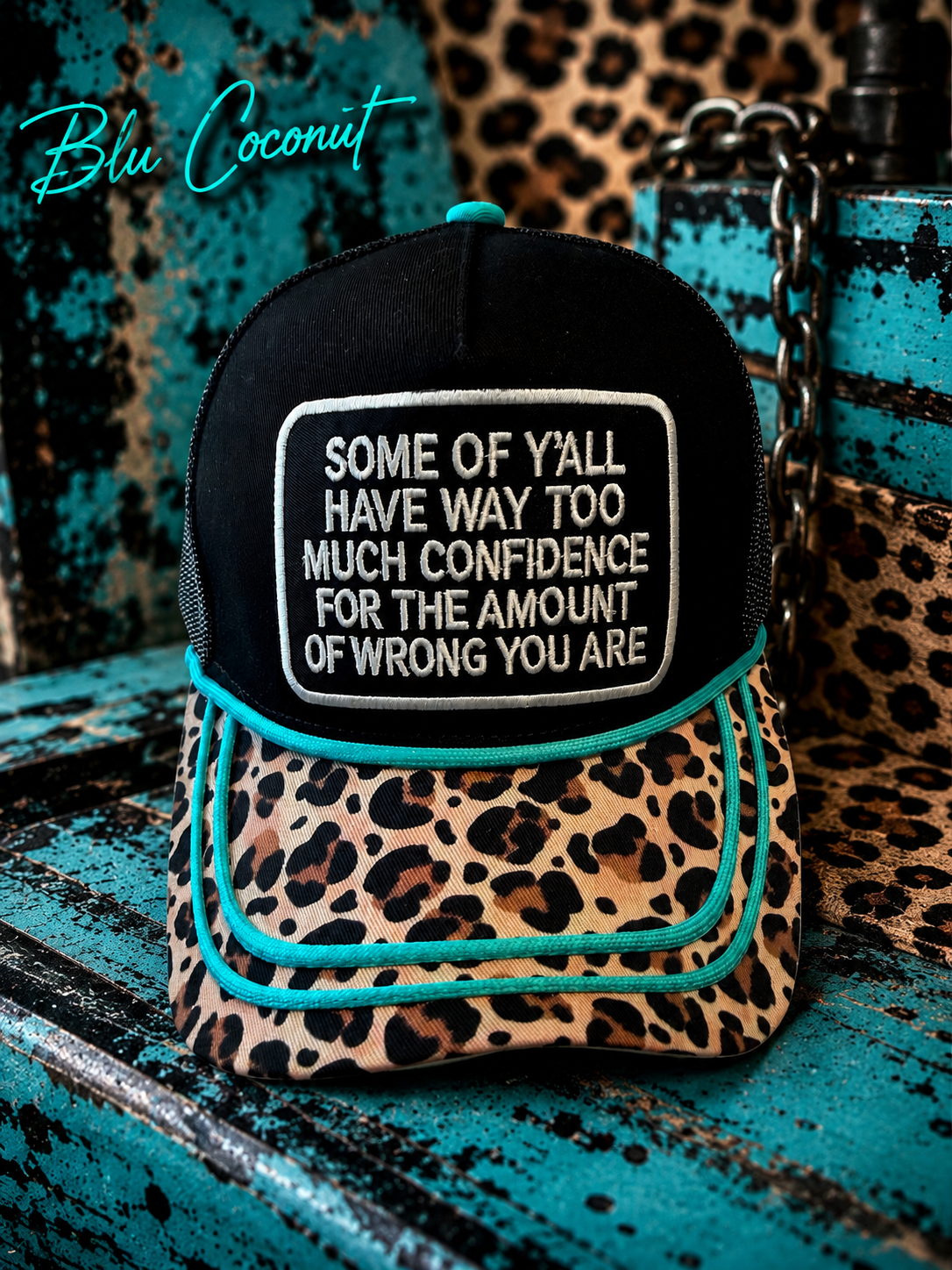 Blu coconut Too Much Confidence CANVAS Trucker