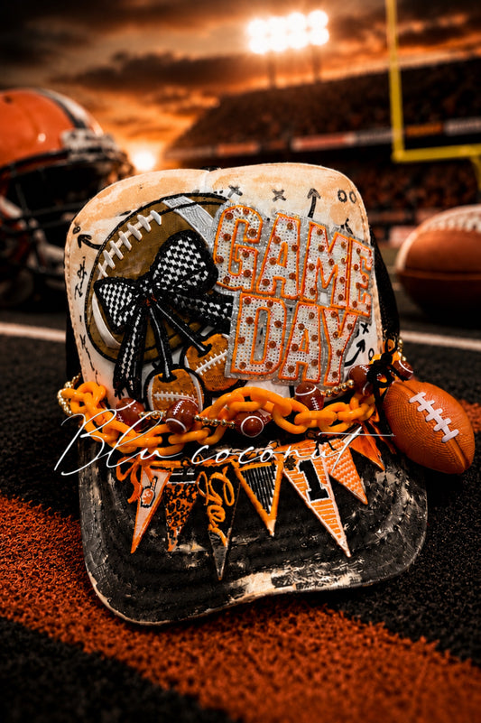 Blue Coconut Game Day Trucker Hat 🧡🏈