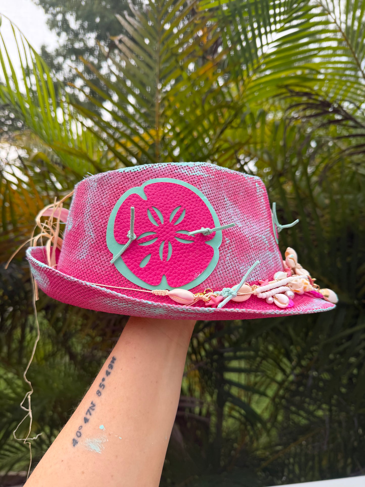 Blu Coconut Pink and aqua Sea Turtle Fedora.