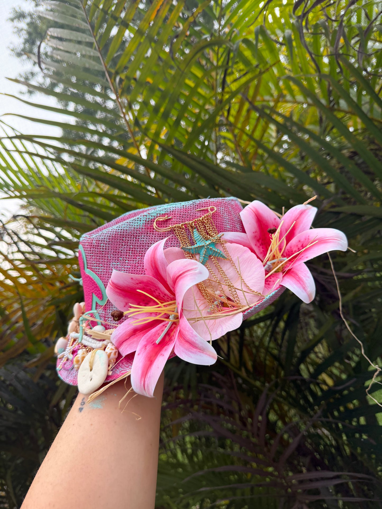 Blu Coconut Pink and aqua Sea Turtle Fedora.