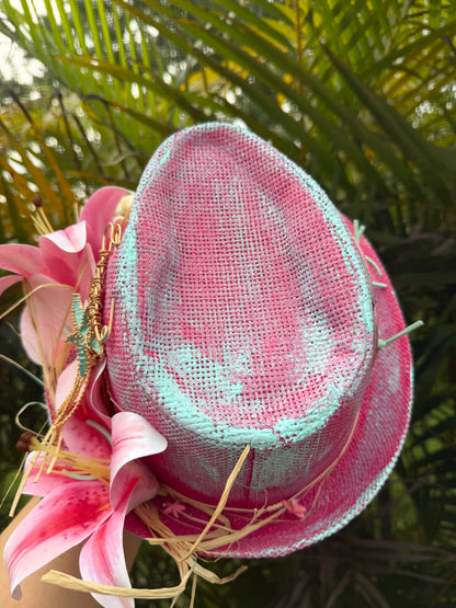 Blu Coconut Pink and aqua Sea Turtle Fedora.
