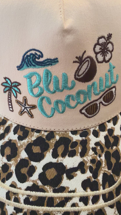 Blu Coconut Embroidered Canvas Mid-Profile Snapback! 🥥
